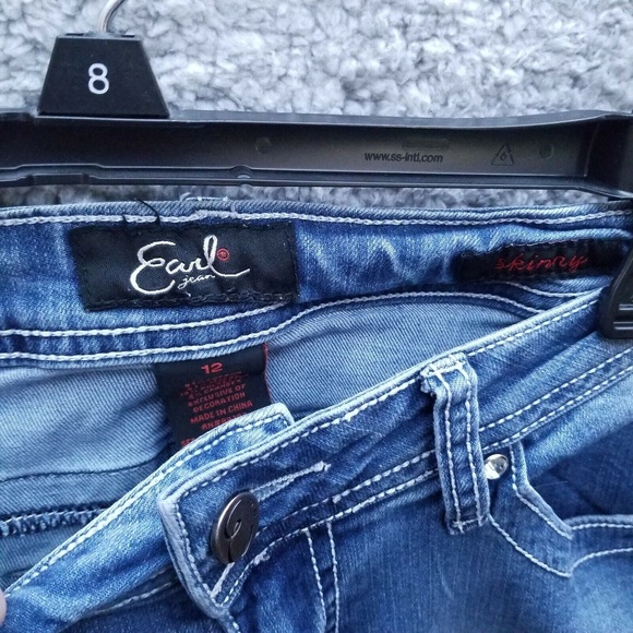 Earl Jeans Women's 12 Skinny Blue Bootcut Jeans Embroidered 32.5" 29" 9.75" - Picture 4 of 11